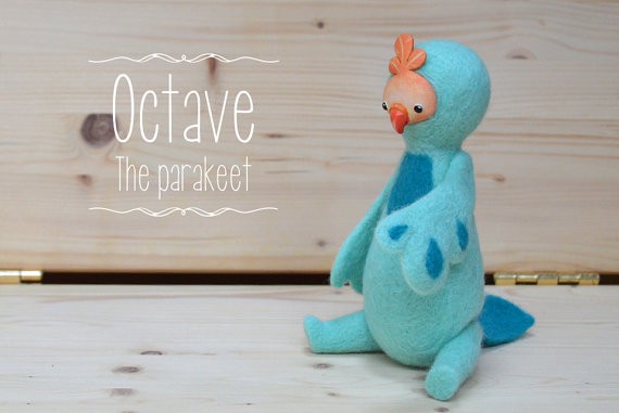 Octave the parakeet - Designer plush by Monster Pie Toys