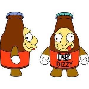 Surly & Dizzy Duff Beer Kidrobot The Simpsons 3 Inch Vinyl Figures Pair 