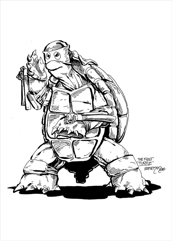 The First Turtle Figure B&W Version By Mondo OG sketch