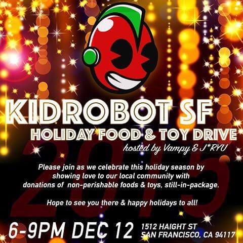 Kidrobot San Francisco Holiday food and toy drive with Vampybiteme and Jryu