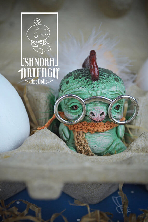Elliot - green nearsighted chick by sandra arteaga art dolls