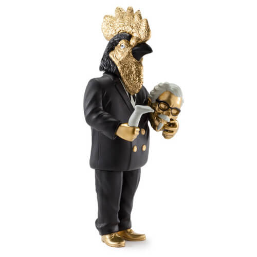 General Tso Nightmare by Frank Kozik x Kidrobot black gold rooster head