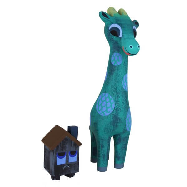 giraffagon and house resin figure set