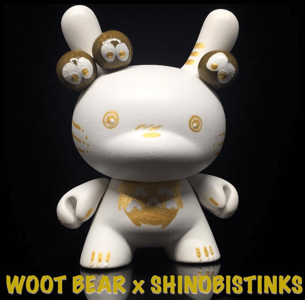 White and Gold Totoro Dunny By Shinobistinks x Woot Bear Exclusive