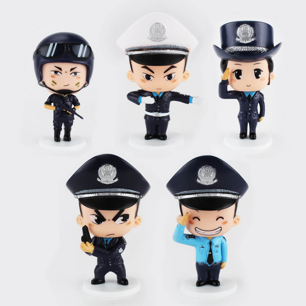  Happy Police Friends by Chinese designer DG Zhou and ExWorks/SII. Designed and produced in China, the series depicts a variety of Chinese police "friends" in their uniforms. Meet Swat Team Officer Xu, Traffic Cop Huang, the beautiful Patrol Officer Lin, Vice Officer Chen and the always smiling Patrol Officer Wang. Each officer comes with a simple white base, stands approximately 4 inches tall and has a single point of articulation at the neck. Propaganda? Maybe, but it's adorable propaganda if it is! Best Happy Police Friends will be available at SDCC Booth 5248, Squibbles Ink + Rotofugi for $9 each (tax included) and also online at rotofugi.com for $7.95 each beginning Wednesday, July 20 at 8pm Central Time.
