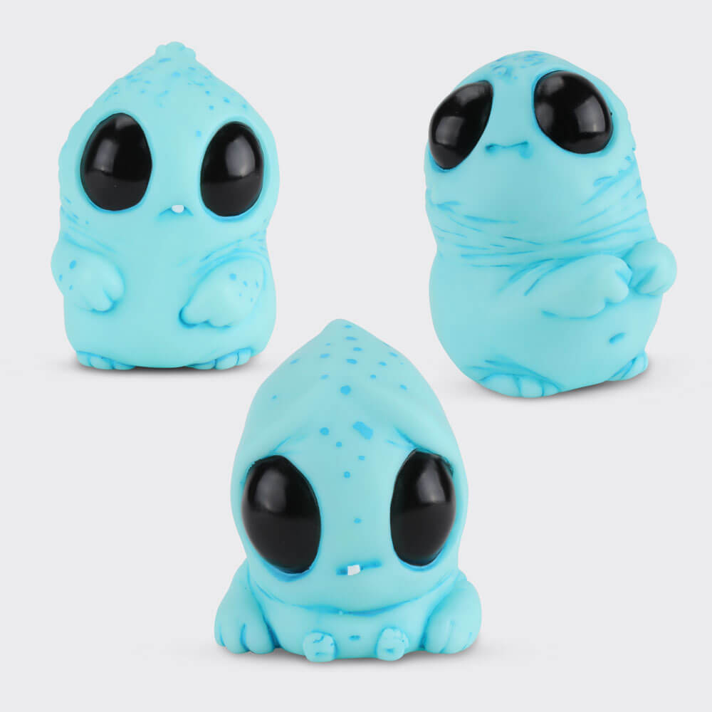 Gubble, Fibbly and Plopp are here to bring some delightfully chubby big-eyed cute monster fun to your life! Designed and sculpted by Cleveland-based artist Chris Ryniak, and produced by Squibbles Ink + Rotofugi. Editions of 200 of each character have been made in this delightful blue color. Made of rotocast vinyl and packaged in a bag with header card. Get your new Figgle Bit buddies at SDCC Booth 5248, Squibbles Ink + Rotofugi, for $14 each (tax included) or order online at rotofugi.com for $12.95 each, starting Wednesday, July 20 at 8pm Central Time. 