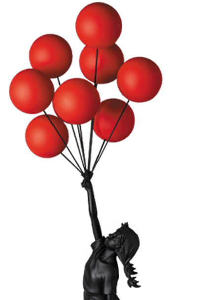 Flying Balloons Girl Black Red Edition By Sync x Brandalism x