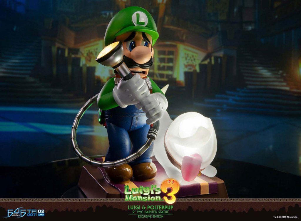 First 4 Figures Luigis Mansion 3 Luigi and Polterpup 9-Inch PVC Collector  Edition Statue, Green