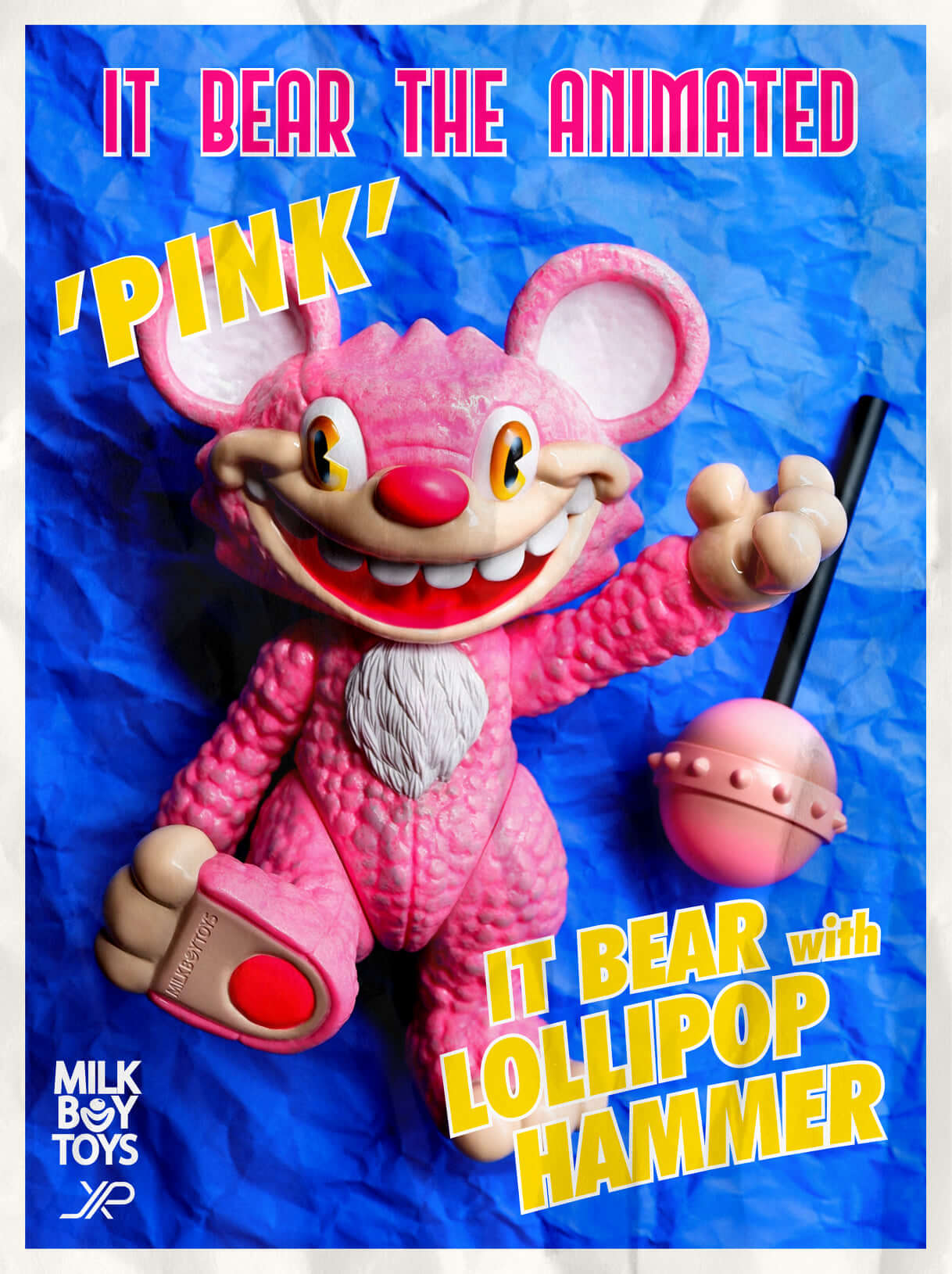 JPX x MILKBOYTOY - PINK IT BEAR with LOLLIPOP HAMMER - The Toy 
