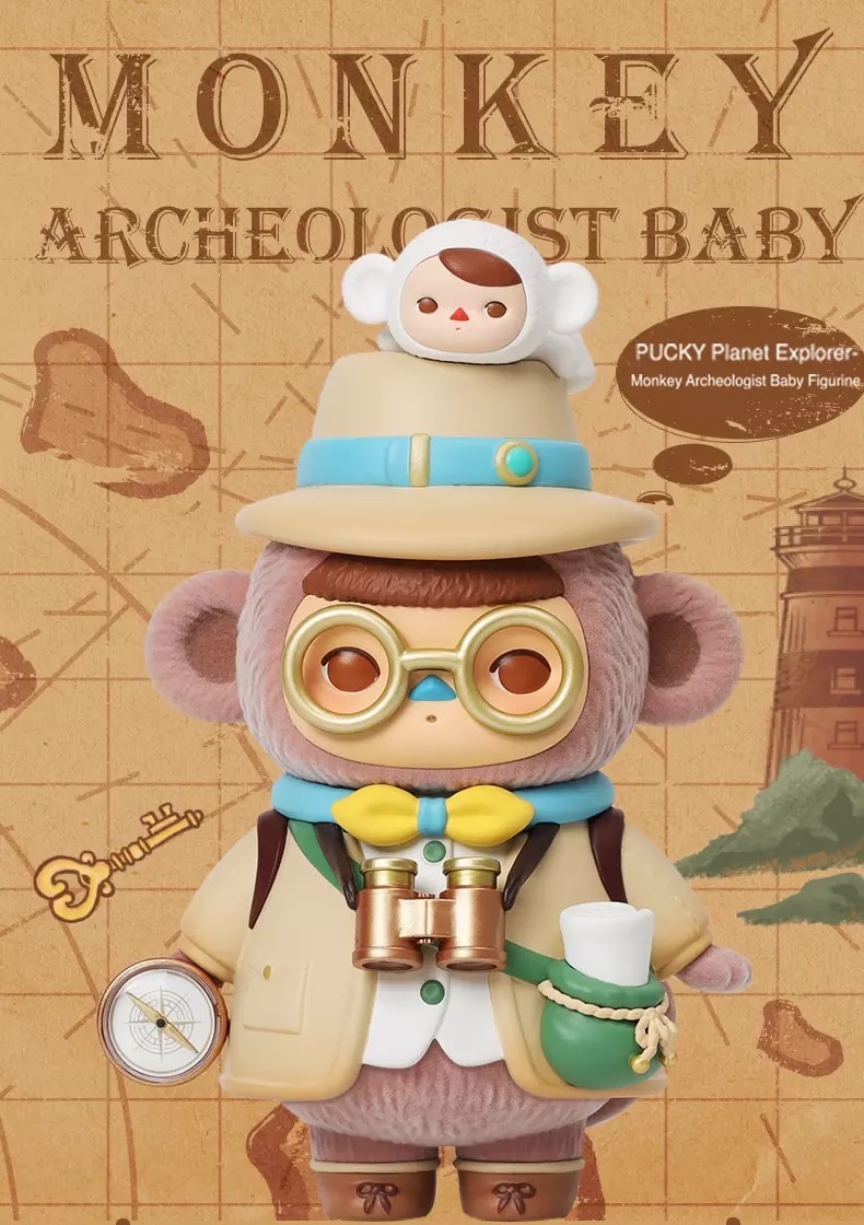 Monkey Archeologist Baby Figurine, Pop Mart Pucky