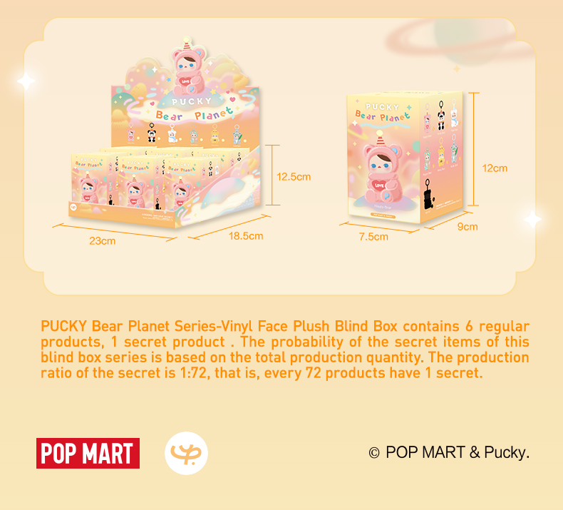 POP MART Pucky Bear Planet Series-Vinyl Face Plush Blind Box Toys
